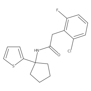 2-(2-chloro-6-fluorophenyl)-N-(1-(thiophen-2-yl)cyclopentyl)acetamide结构式
