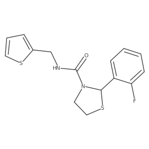 2-(2-fluorophenyl)-N-(thiophen-2-ylmethyl)thiazolidine-3-carboxamide结构式