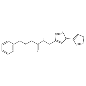 2-(benzylthio)-N-((1-(thiophen-3-yl)-1H-1,2,3-triazol-4-yl)methyl)acetamide结构式