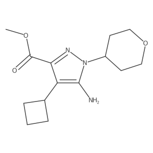 methyl 5-amino-4-cyclobutyl-1-(oxan-4-yl)-1H-pyrazole-3-carboxylate结构式