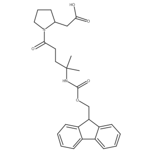 2-[(2R)-1-[4-({[(9H-fluoren-9-yl)methoxy]carbonyl}amino)-4-methylpentanoyl]pyrrolidin-2-yl]acetic acid结构式