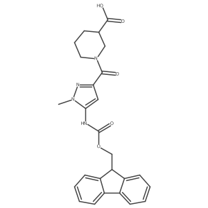 1-[5-({[(9H-fluoren-9-yl)methoxy]carbonyl}amino)-1-methyl-1H-pyrazole-3-carbonyl]piperidine-3-carboxylic acid结构式