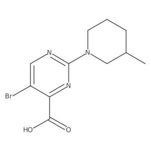5-Bromo-2-(3-methylpiperidin-1-yl)pyrimidine-4-carboxylic acid结构式