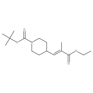 tert-Butyl (E)-4-(3-ethoxy-2-methyl-3-oxoprop-1-en-1-yl)piperidine-1-carboxylate结构式