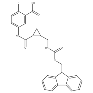 rac-5-[(1R,2S)-2-[({[(9H-fluoren-9-yl)methoxy]carbonyl}amino)methyl]cyclopropaneamido]-2-fluorobenzoic acid结构式