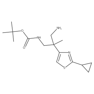 tert-butyl N-[3-amino-2-(2-cyclopropyl-1,3-thiazol-4-yl)-2-methylpropyl]carbamate结构式