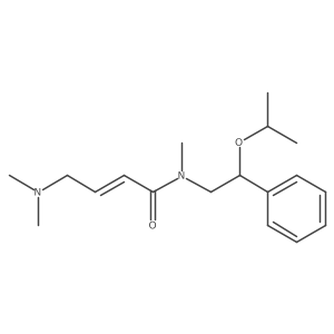 (E)-4-(Dimethylamino)-N-methyl-N-(2-phenyl-2-propan-2-yloxyethyl)but-2-enamide结构式