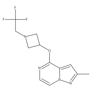 3-({2-Methylpyrazolo[1,5-a]pyrazin-4-yl}oxy)-1-(2,2,2-trifluoroethyl)azetidine结构式
