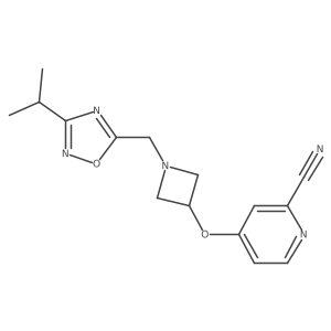 4-[(1-{[3-(Propan-2-yl)-1,2,4-oxadiazol-5-yl]methyl}azetidin-3-yl)oxy]pyridine-2-carbonitrile结构式