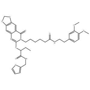 N-[2-(3,4-dimethoxyphenyl)ethyl]-6-{6-[(1-{[(furan-2-yl)methyl]carbamoyl}propyl)sulfanyl]-8-oxo-2H,7H,8H-[1,3]dioxolo[4,5-g]quinazolin-7-yl}hexanamide Structure