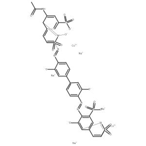 CC(=O)Nc1cc(S(=O)(=O)[O-])cc2cc(S(=O)(=O)[O-])c(N=Nc3ccc(-c4ccc(N=Nc5c(S(=O)(=O)[O-])cc6cc(S(=O)(=O)[O-])ccc6c5[O-])c([O-])c4)cc3[O-])c([O-])c12.[Cu+2].[Cu+2].[Na+].[Na+].[Na+].[Na+]结构式