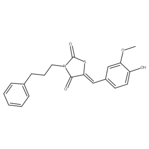 (5E)-5-[(4-hydroxy-3-methoxyphenyl)methylidene]-3-(3-phenylpropyl)-1,3-thiazolidine-2,4-dione结构式