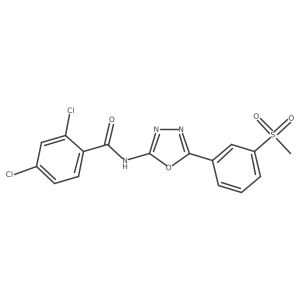 2,4-dichloro-N-(5-(3-(methylsulfonyl)phenyl)-1,3,4-oxadiazol-2-yl)benzamide结构式