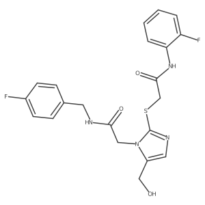 N-(2-fluorophenyl)-2-{[1-({[(4-fluorophenyl)methyl]carbamoyl}methyl)-5-(hydroxymethyl)-1H-imidazol-2-yl]sulfanyl}acetamide Structure