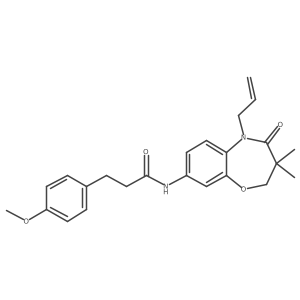 N-(5-allyl-3,3-dimethyl-4-oxo-2,3,4,5-tetrahydrobenzo[b][1,4]oxazepin-8-yl)-3-(4-methoxyphenyl)propanamide结构式
