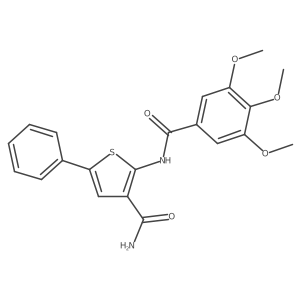 5-Phenyl-2-(3,4,5-trimethoxybenzamido)thiophene-3-carboxamide结构式