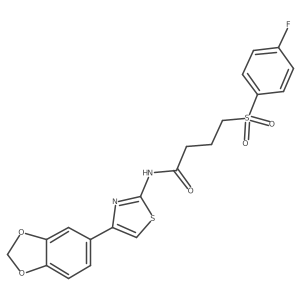 N-(4-(benzo[d][1,3]dioxol-5-yl)thiazol-2-yl)-4-((4-fluorophenyl)sulfonyl)butanamide Structure