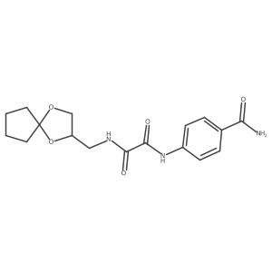 N1-(1,4-dioxaspiro[4.4]nonan-2-ylmethyl)-N2-(4-carbamoylphenyl)oxalamide结构式