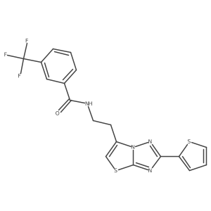 N-(2-(2-(thiophen-2-yl)thiazolo[3,2-b][1,2,4]triazol-6-yl)ethyl)-3-(trifluoromethyl)benzamide结构式