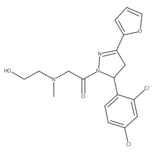 1-(5-(2,4-dichlorophenyl)-3-(furan-2-yl)-4,5-dihydro-1H-pyrazol-1-yl)-2-((2-hydroxyethyl)(methyl)amino)ethanone结构式