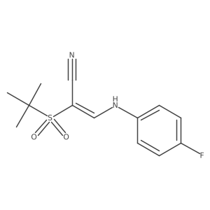 2-((Tert-butyl)sulfonyl)-3-((4-fluorophenyl)amino)prop-2-enenitrile结构式