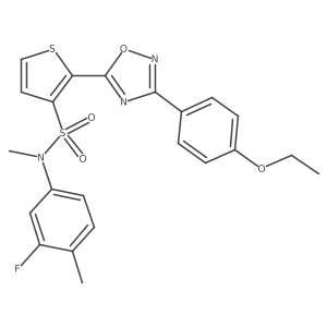 2-[3-(4-ethoxyphenyl)-1,2,4-oxadiazol-5-yl]-N-(3-fluoro-4-methylphenyl)-N-methylthiophene-3-sulfonamide结构式