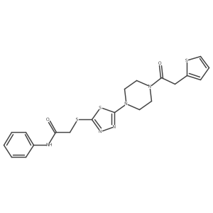 N-phenyl-2-((5-(4-(2-(thiophen-2-yl)acetyl)piperazin-1-yl)-1,3,4-thiadiazol-2-yl)thio)acetamide Structure