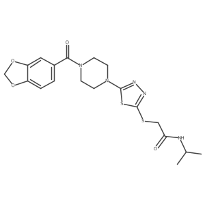 2-((5-(4-(benzo[d][1,3]dioxole-5-carbonyl)piperazin-1-yl)-1,3,4-thiadiazol-2-yl)thio)-N-isopropylacetamide Structure