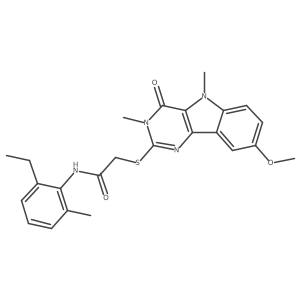 N-(2-ethyl-6-methylphenyl)-2-({8-methoxy-3,5-dimethyl-4-oxo-3H,4H,5H-pyrimido[5,4-b]indol-2-yl}sulfanyl)acetamide结构式