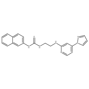 1-(2-((6-(1H-pyrazol-1-yl)pyrimidin-4-yl)amino)ethyl)-3-(naphthalen-2-yl)urea Structure