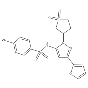 4-chloro-N-(1-(1,1-dioxidotetrahydrothiophen-3-yl)-3-(furan-2-yl)-1H-pyrazol-5-yl)benzenesulfonamide Structure