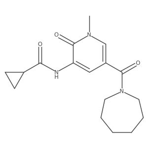 N-(5-(azepane-1-carbonyl)-1-methyl-2-oxo-1,2-dihydropyridin-3-yl)cyclopropanecarboxamide结构式