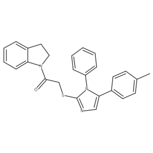 1-(indolin-1-yl)-2-((1-phenyl-5-(p-tolyl)-1H-imidazol-2-yl)thio)ethanone结构式