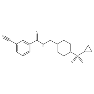 3-cyano-N-((1-(cyclopropylsulfonyl)piperidin-4-yl)methyl)benzamide结构式