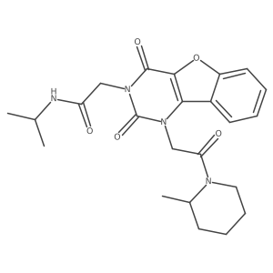 N-isopropyl-2-(1-(2-(2-methylpiperidin-1-yl)-2-oxoethyl)-2,4-dioxo-1,2-dihydrobenzofuro[3,2-d]pyrimidin-3(4H)-yl)acetamide结构式