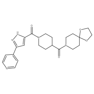 8-({1-[(5-pyridin-4-yl-1H-pyrazol-3-yl)carbonyl]piperidin-4-yl}carbonyl)-1,4-dioxa-8-azaspiro[4.5]decane Structure