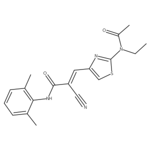 (Z)-3-[2-[Acetyl(ethyl)amino]-1,3-thiazol-4-yl]-2-cyano-N-(2,6-dimethylphenyl)prop-2-enamide Structure