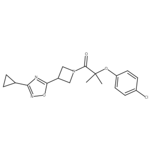 2-(4-Chlorophenoxy)-1-[3-(3-cyclopropyl-1,2,4-oxadiazol-5-yl)azetidin-1-yl]-2-methylpropan-1-one结构式
