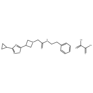 2-(3-(3-cyclopropyl-1,2,4-oxadiazol-5-yl)azetidin-1-yl)-N-phenethylacetamide oxalate结构式