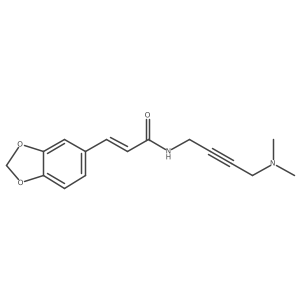 (E)-3-(benzo[d][1,3]dioxol-5-yl)-N-(4-(dimethylamino)but-2-yn-1-yl)acrylamide结构式
