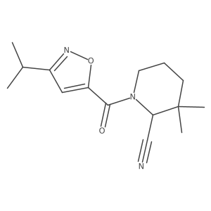 3,3-Dimethyl-1-[3-(propan-2-yl)-1,2-oxazole-5-carbonyl]piperidine-2-carbonitrile Structure