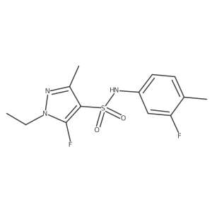 1-Ethyl-5-fluoro-N-(3-fluoro-4-methylphenyl)-3-methyl-1H-pyrazole-4-sulfonamide结构式