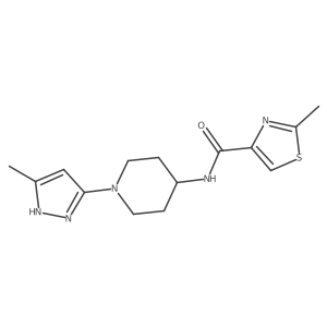 2-methyl-N-(1-(5-methyl-1H-pyrazol-3-yl)piperidin-4-yl)thiazole-4-carboxamide Structure