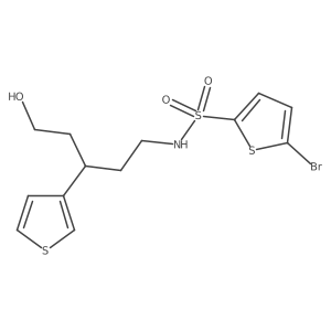 5-bromo-N-(5-hydroxy-3-(thiophen-3-yl)pentyl)thiophene-2-sulfonamide结构式