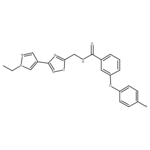 N-((3-(1-ethyl-1H-pyrazol-4-yl)-1,2,4-oxadiazol-5-yl)methyl)-3-(4-fluorophenoxy)benzamide结构式