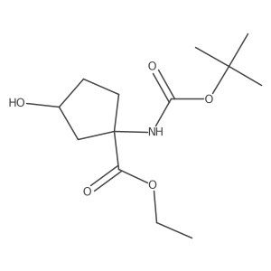 Rel-ethyl (1S,3R)-1-((tert-butoxycarbonyl)amino)-3-hydroxycyclopentane-1-carboxylate Structure