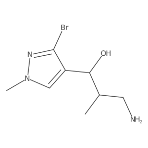 3-amino-1-(3-bromo-1-methyl-1H-pyrazol-4-yl)-2-methylpropan-1-ol结构式