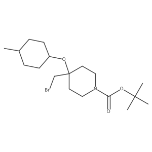 Tert-butyl 4-(bromomethyl)-4-[(4-methylcyclohexyl)oxy]piperidine-1-carboxylate结构式