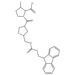 1-{5-[({[(9H-fluoren-9-yl)methoxy]carbonyl}amino)methyl]oxolane-3-carbonyl}-3-methylpyrrolidine-2-carboxylic acid结构式