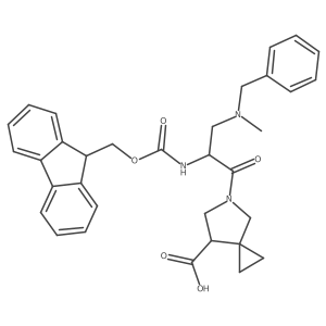5-{3-[benzyl(methyl)amino]-2-({[(9H-fluoren-9-yl)methoxy]carbonyl}amino)propanoyl}-5-azaspiro[2.4]heptane-7-carboxylic acid结构式